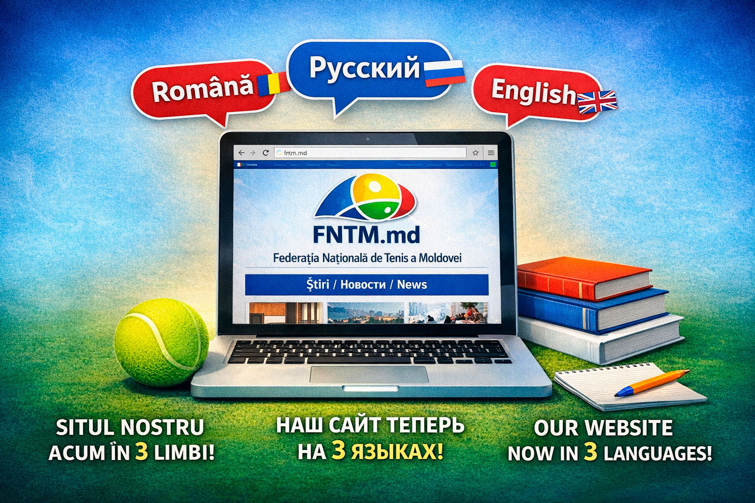 Site-ul Federației Naționale de Tenis din Moldova este disponibil în trei limbi